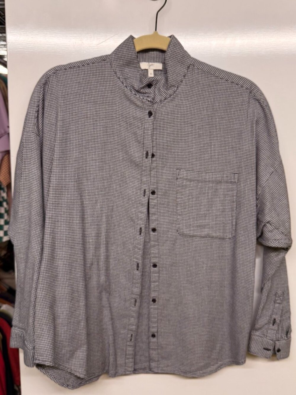 Joie Ova Houndstooth Mock Neck Dolman Oversized Shirt - Size XS